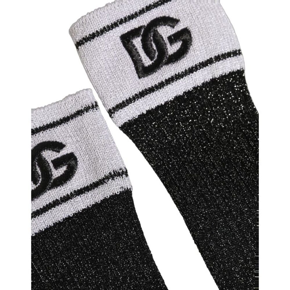 Dolce & Gabbana Black Viscose DG Logo Knee High Accessory Women's Socks